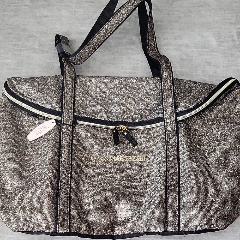 Victoria's Secret Glittery Black and Gold Travel Bag - Picture 1 of 5